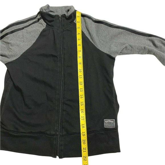 Express Womens Medium Sweatshirt Full Zip Lightweight Jacket Black Gray Cotton - Picture 5 of 9